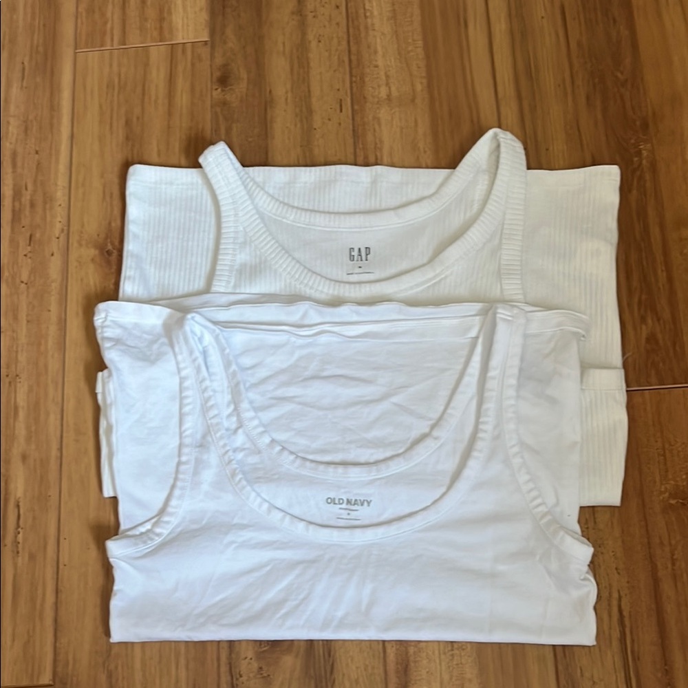 White Tank Tops by GAP and Old Navy